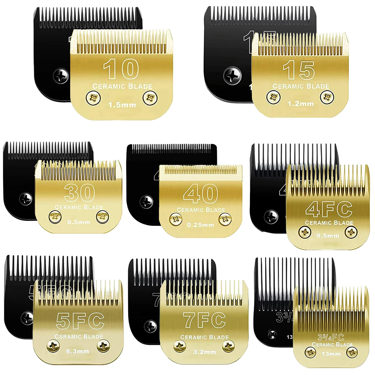10 # 15 # 4FC # 5FC # 7FC # Toelettatura per cani nera, lama staccabile per tosatrice per animali domestici compatibile con Tosatrici Wahl km,
