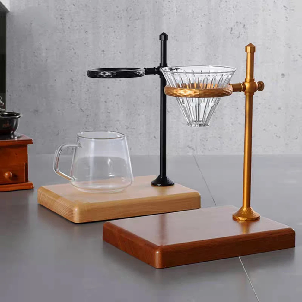 

Aluminum Pour Over Coffee Stand With Solid Wood Base Rotatable Filter Holder For Drip Brewing Home And Travel Use Black