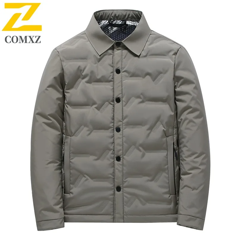 COMXZ Mens Padded Jacket 2025 Stand Collar Design Warm Quality Ski Trip Winter Jacket Casual Outing Thick Fabric Padding Coat