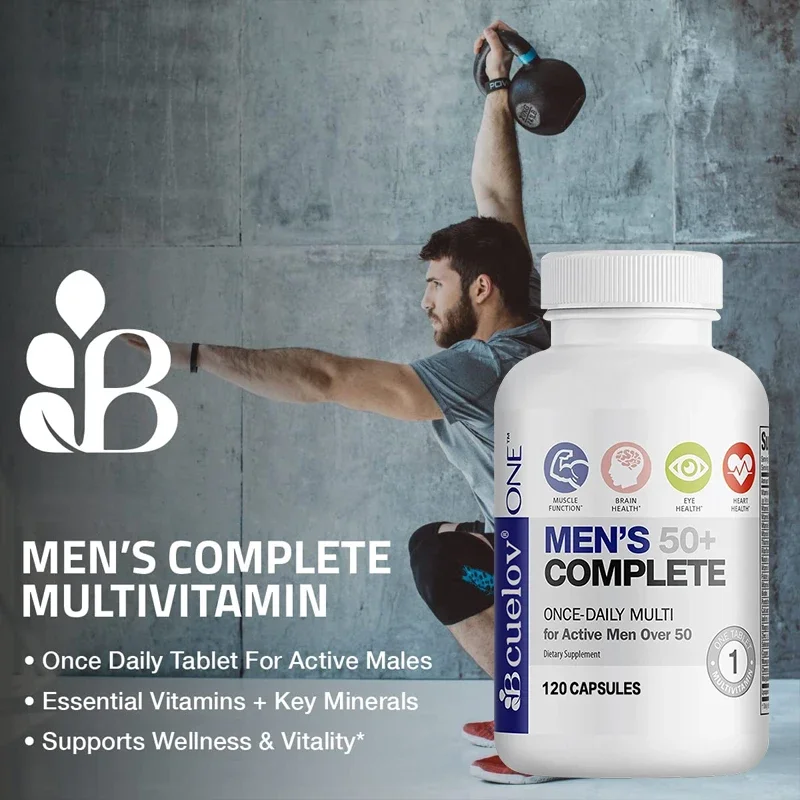 Bcuelov Men\'s 50+ Complete Multivitamin - 120 Capsules To Support Heart, Brain Health