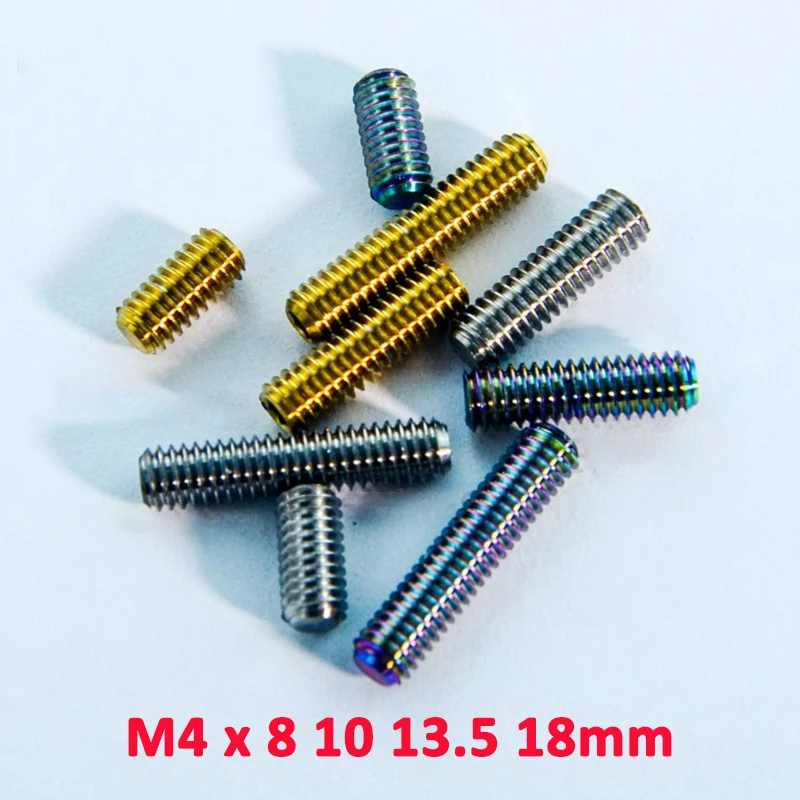 

1pcs Titanium Headless Bolt M4x8 10 13.5 18mm Hex Socket Flat Point Set Screw for Bicycle Rear/Front Derailleur H/L Adjustment