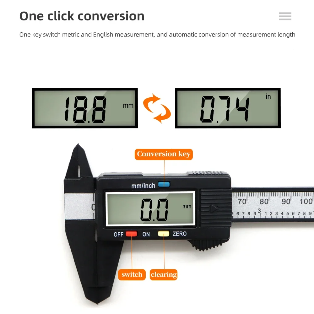 150mm Electronic Digital Caliper Carbon Fiber Dial Vernier Caliper Gauge Micrometer Measuring Tool Digital Ruler