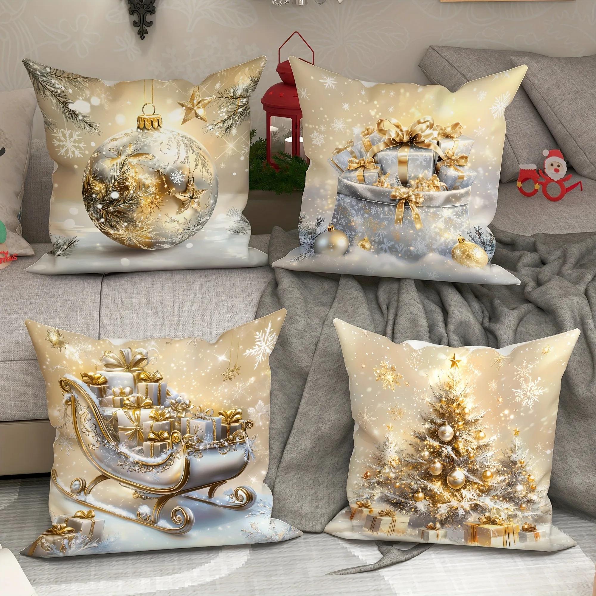 Christmas theme pillowcase luxury Christmas gift pillow cover suitable for home room living room sofa cushion cover gift