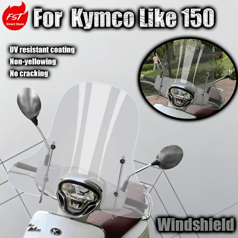 

For Kymco LIKE 150 windshields with hand protection windshields and chest protection made of imported glass