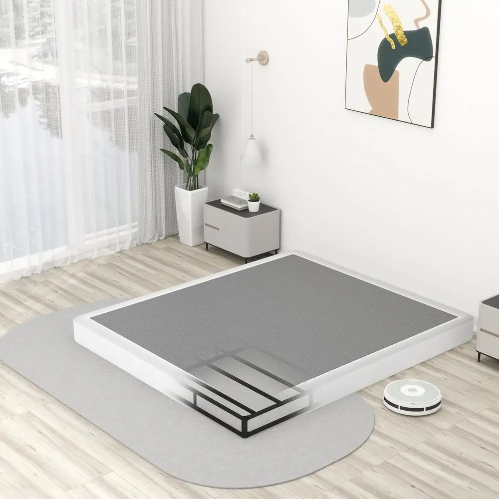 5 resortes King Metal Box con funda para soporte de colchón, estructura de cama de perfil bajo, resistente y fácil de limpiar