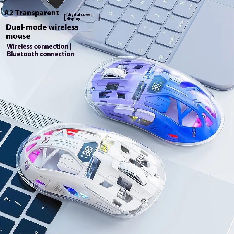 

Freewolf A2 Высокоточная прозрачная двухрежимная беспроводная мышь Bluetooth для ноутбука, настольного игрового компьютера, офисного оборудования