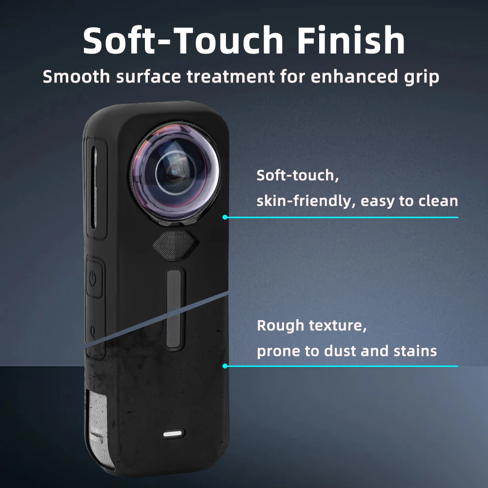 حافظة واقية من Flymile لهاتف Insta360 X5 غطاء من السيليكون مقاوم للصدمات وغطاء ناعم ملحقات كاميرا الحركة البانورامية