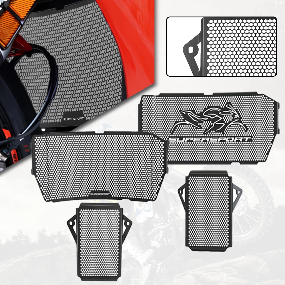 

2026 2025 2024 For Ducati SuperSport 939 SuperSport 950 S 2017-2023 2022 Radiator Guard Grille Protector Cover Oil Cooler Cover