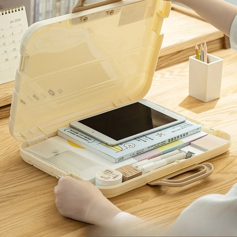 New Upgrade Handheld Plastic Bag Organizer A4 File Folder Expandable Wallet For Calligraphy Paper Test Paper Document Storage