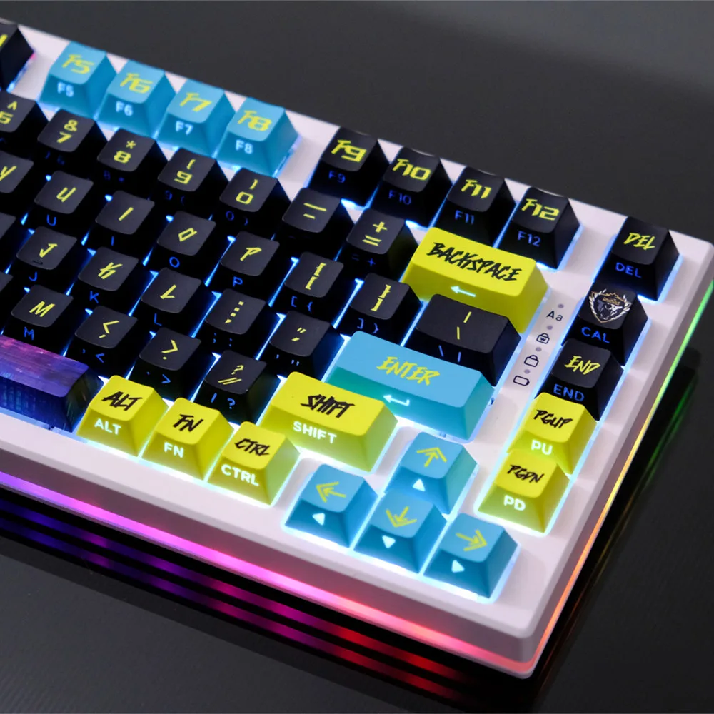 130 Keys Side Engraved Translucent Keycaps Cherry Profile Mechanical Keyboard Keycap Backlight PBT DYE Subbed For Mx Switches