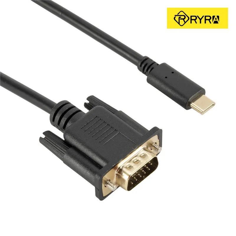 RYRA 1080P Tipo usb-c a VGA 180CM Cable tipo c a VGA convertidor adaptador para MacBook Pro MacBook Air Samsung Galaxy