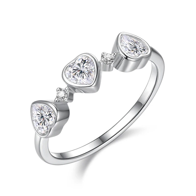 QIBAOKU 4*4mm Heart Women Moissanite Rings Jewelry Wedding Band for Couples 100% Real 925 Silver Birthday Gift Wholesale 2026