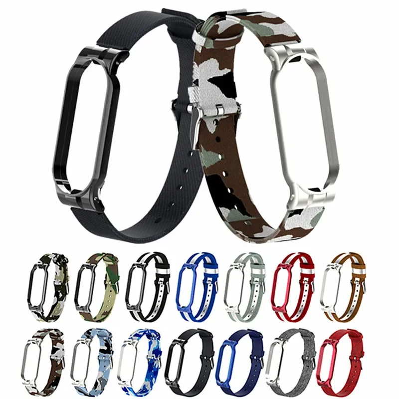 New Strap For Xiaomi Mi Band 6 5 4 3 Bracelet Metal Strap For Xiaomi Mi Band 6 5 4 Nylon Strap Replacement Strap on Miband 4 3 5