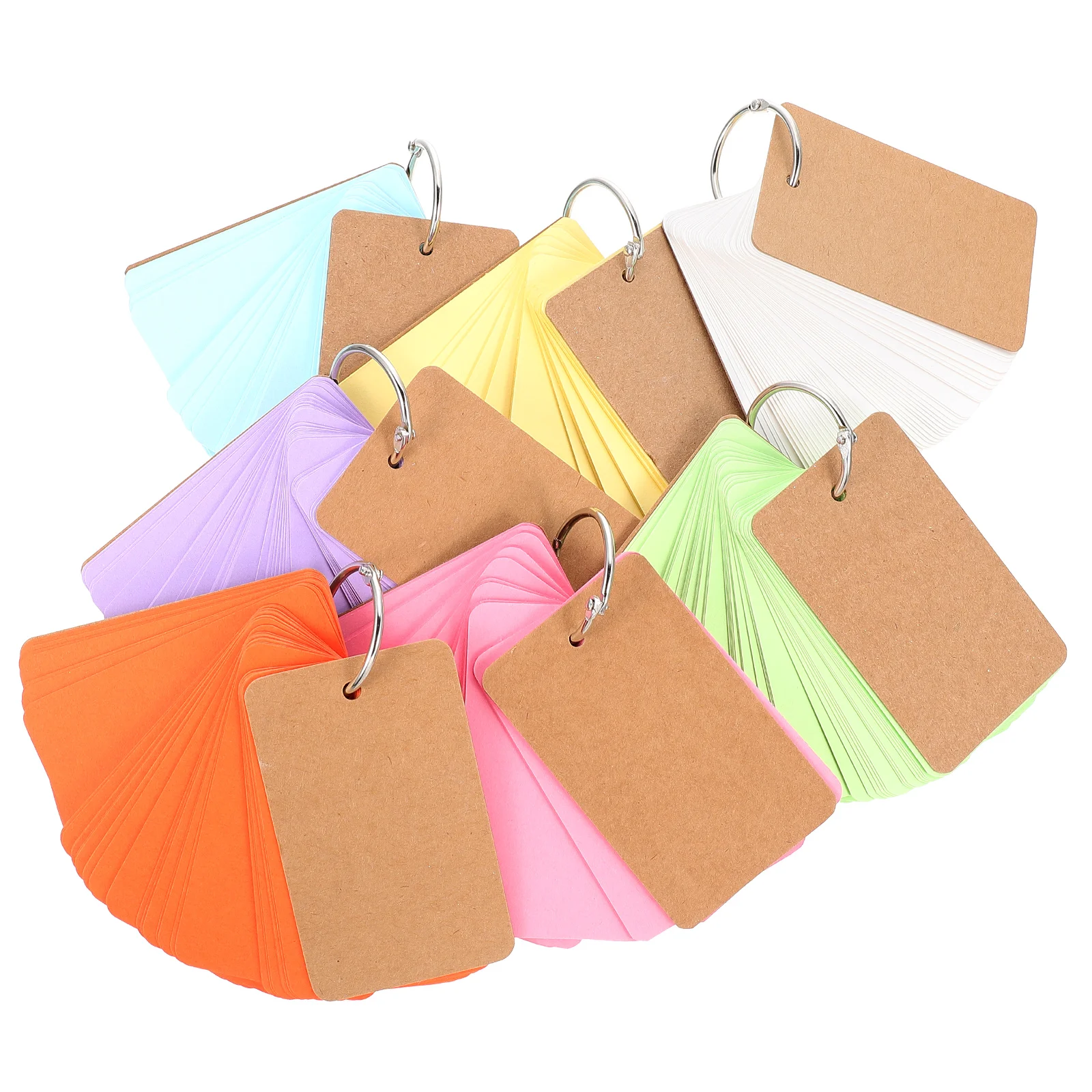 

7 Sets Note Card Blank Flash Cards Binder Kraft Paper Flashcards with Binders Student Stationery Mini Clips Memo Pad