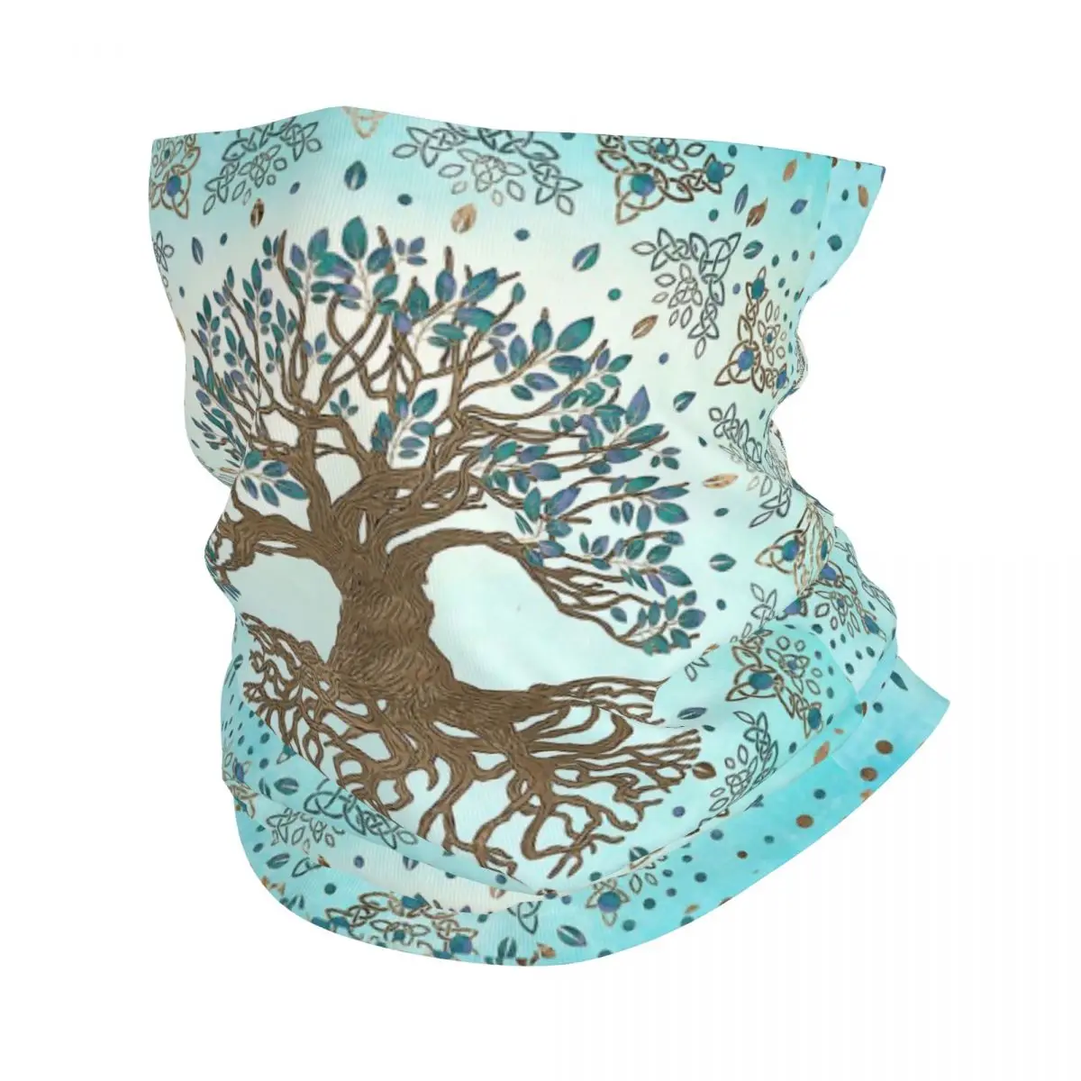 Yggdrasil delicato blu arazzo Bandana collo sciarpa bianca multiuso copricapo pesca Unisex adulto inverno