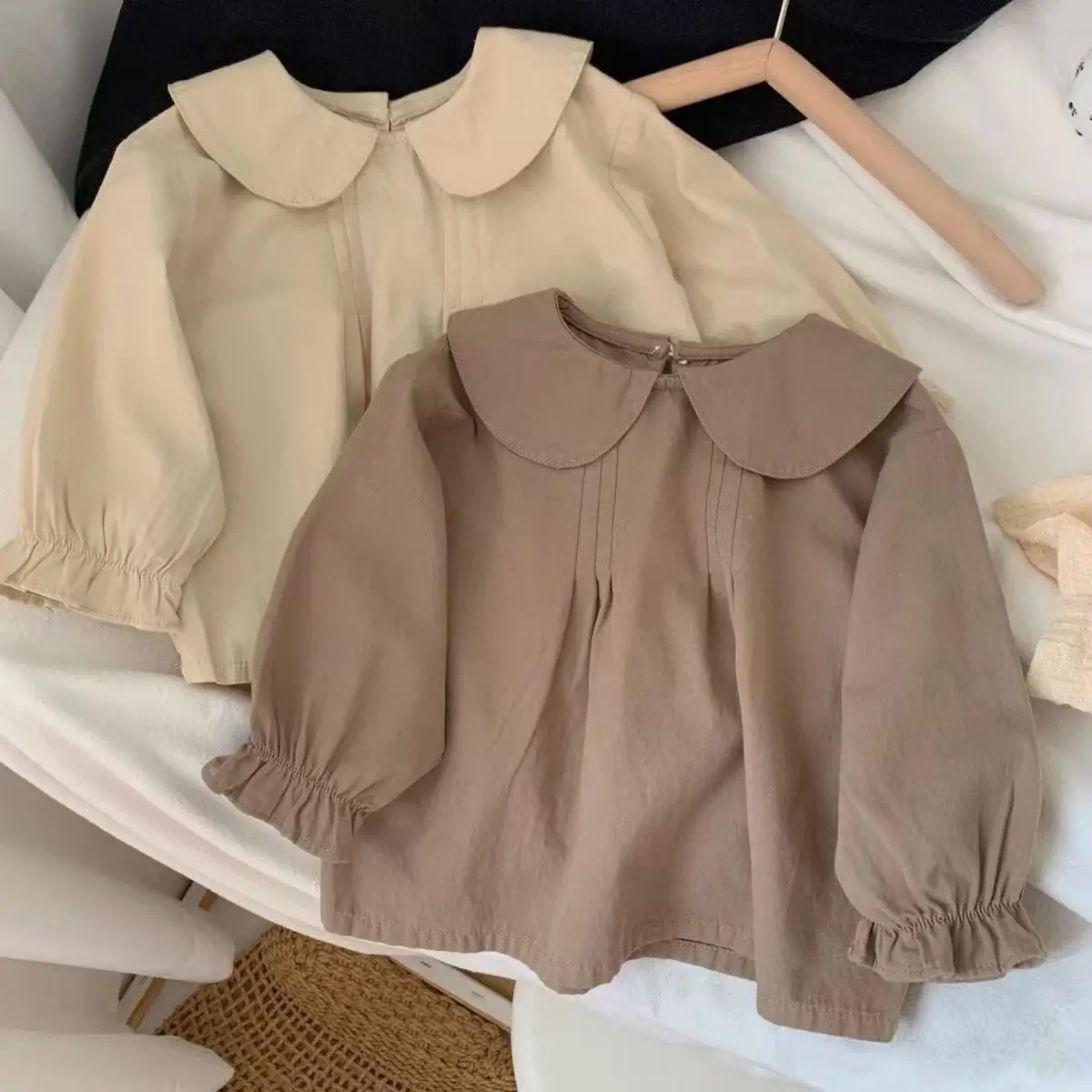 

2025 Spring and Autumn New Girls' Elegant Doll Shirt Fashion New Style Children's Baby Pure Cotton Long sleeved Small Shirt