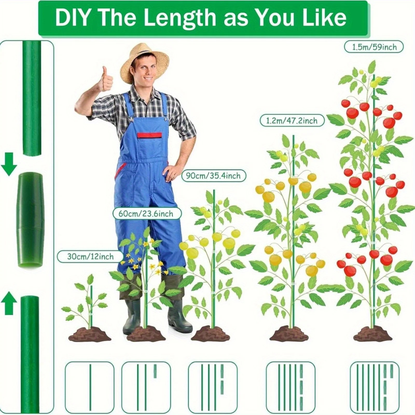 Versatile Plant Support Set Garden 40 Pieces Caps Clips Stake Kit Indoor Outdoor Gardening Healthy Growth Plant Support System