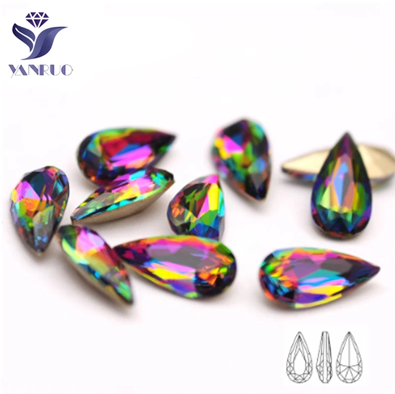 

YANRUO 4322 10pcs Teardrop Volcano Strass Glass Glitter Fancy Rhinestone Crafts 3D Nail Art Accessories For Design Decorations