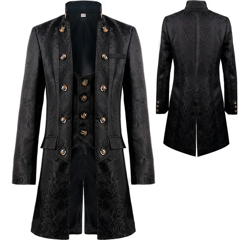 

European And American Men's Coat Fashion Steampunk Retro Overcoat