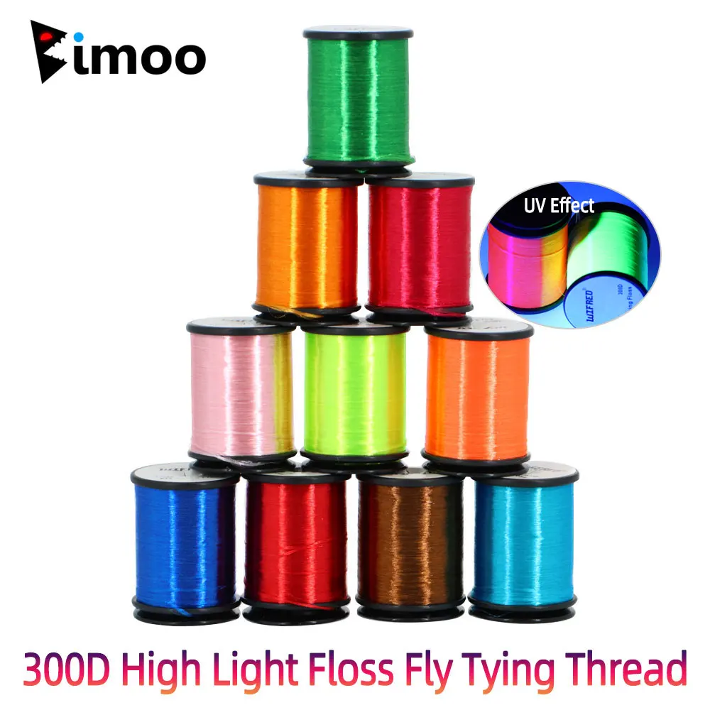 2pcs 300D High Light Floss Fly Tying Thread High Tensile Smooth Line Nymph Streamers Bass Pike Fishing Lure Jig Assist Hook Bait