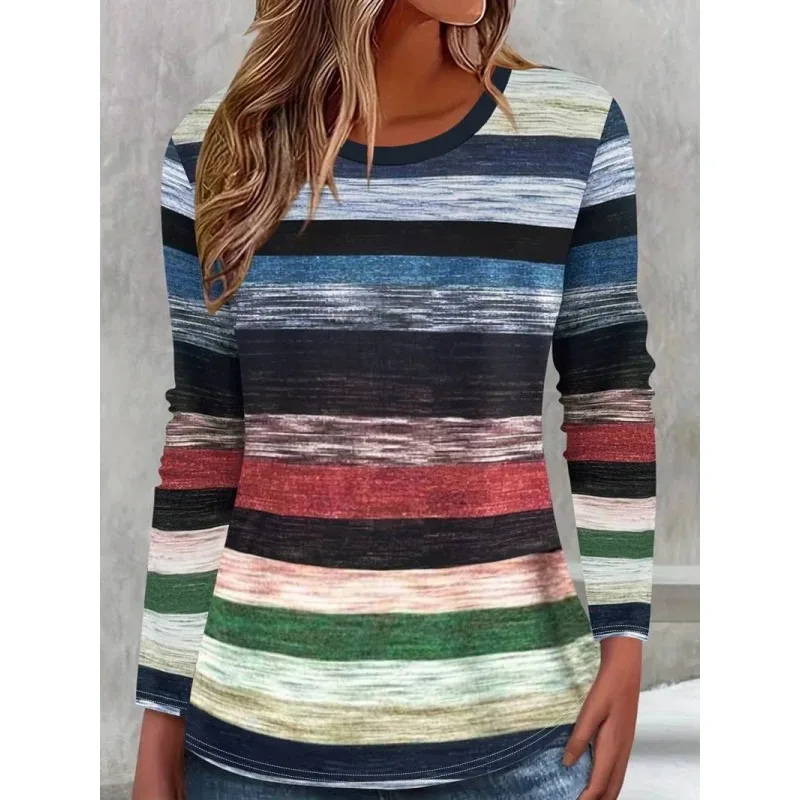 

Women's New Casual Color-Block Striped Short Sleeve Loose Lazy Style Top