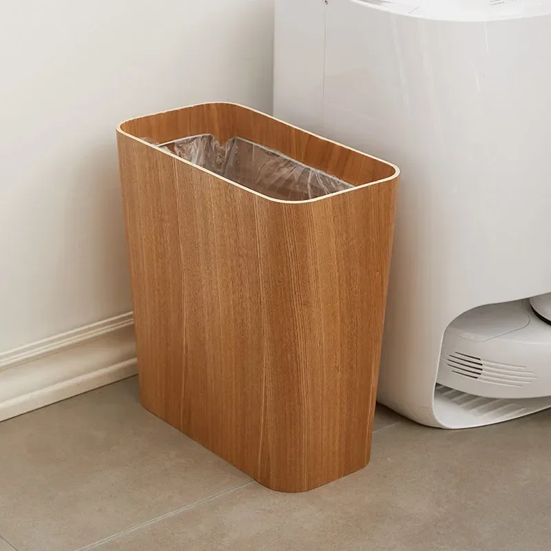 

Japanese Stitched Wooden Trash Can Household Living Room Kitchen Toilet Paper Basket Hidden Creative Garbage Bags Walnut Wood