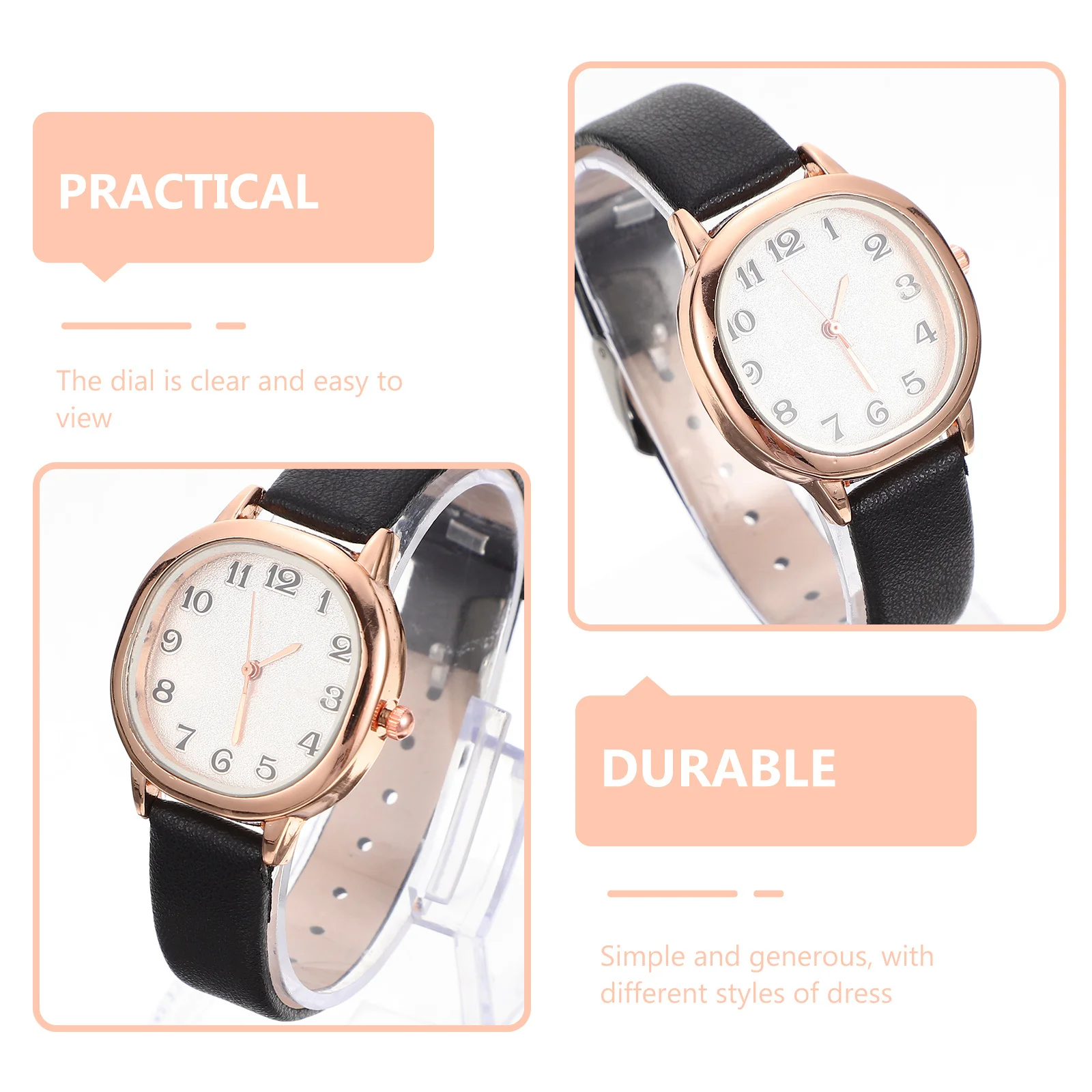 

Quartz Ladies Watch Retro Style Adjustable PU Strap Lightweight Decorative Wristwatch for Women Elegant Vintage Design