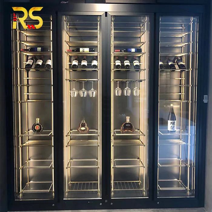 Mueble Bar para Vinos de Acero Inoxidable de Lujo Personalizado, Mueble Bar para Vinos Comercial Moderno, Mueble Vinoteca para Sala de Estar