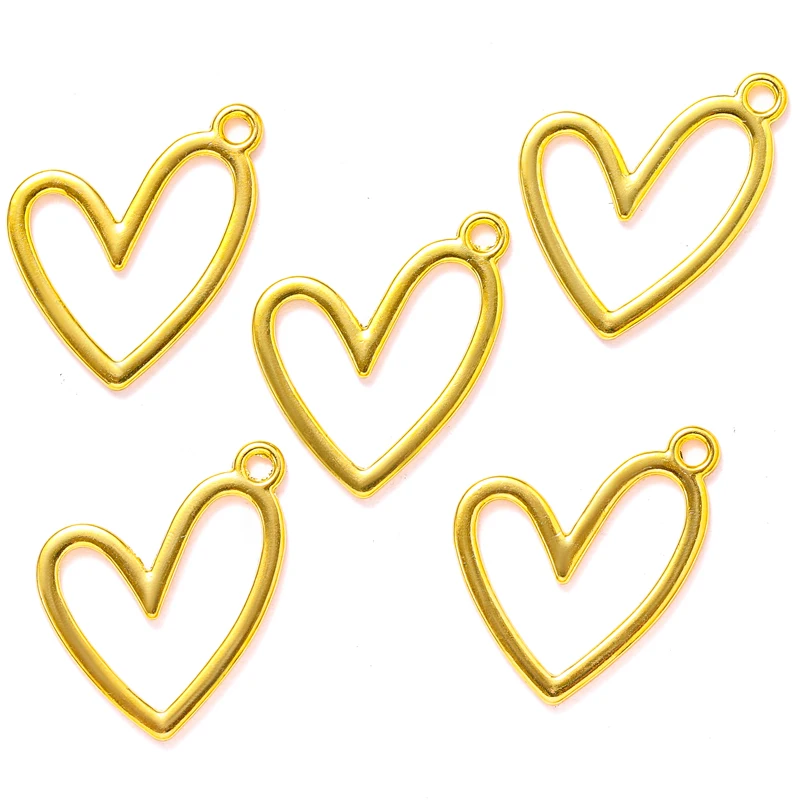 15pcs 5Color Oblique Hollow heart shaped Charm For Bracelet earring necklace Pendant DIY Jewelry Accessories Making 25*21mm A134