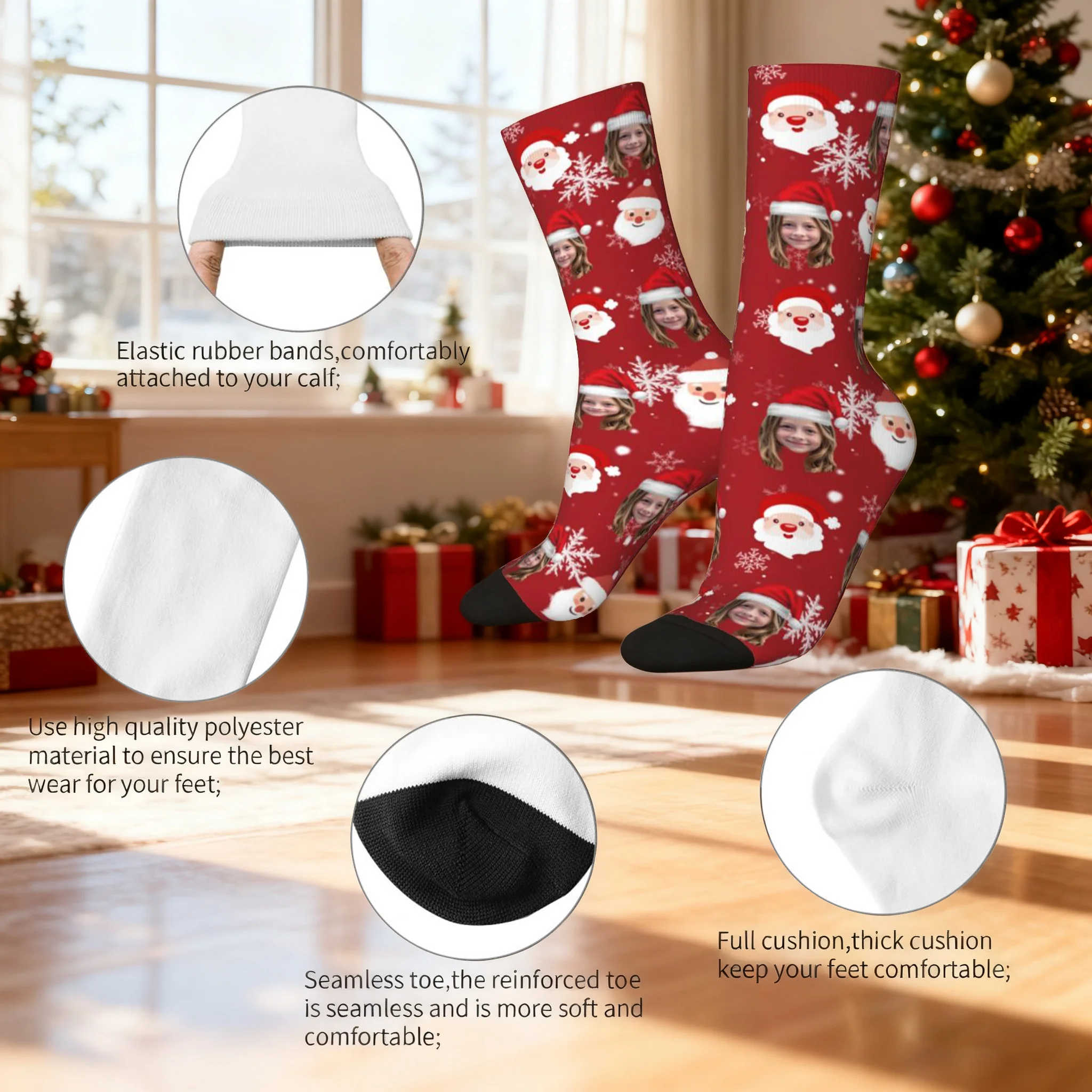 وجه مخصص عيد الميلاد الجوارب شخصية الجوارب مع الوجه صور الجوارب مخصص الوجه الجوارب هدية عيد الميلاد الجوارب هدية للأصدقاء