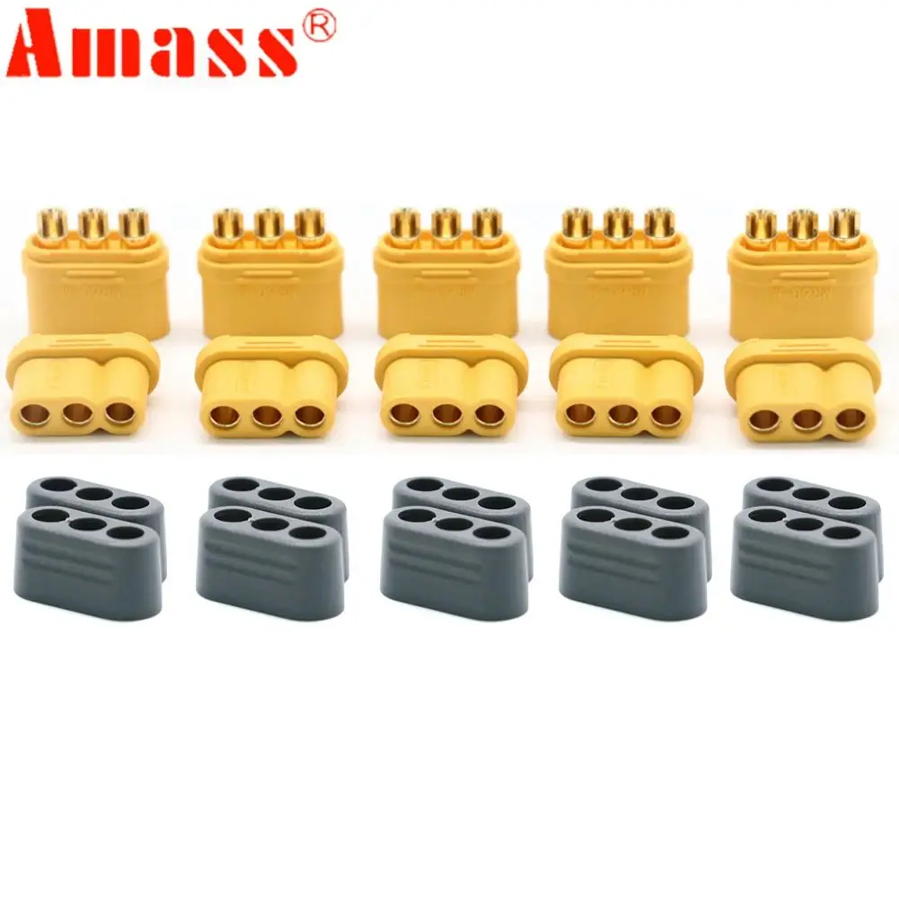 10/20 Pair Amass MR60 Male Female Plug With Protector Sheathed Cover 3.5mm 3 core Connector T Type plug Connector