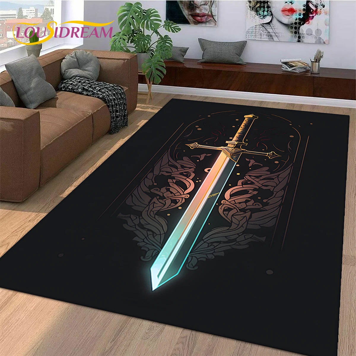 Knight Templar Cavalier Crusaders Cartoon Rug Carpet for Living Room Bedroom Decor,Non-slip Decoration for Sofa Doormat Gift Kid