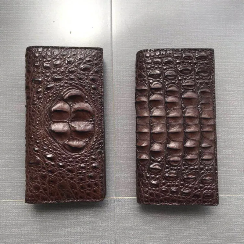 New Thai Casual True Crocodile Back Bone Skin Long Fashionable and Trendy Male Wallet Mens Coin Purses Holders кошелек мужской