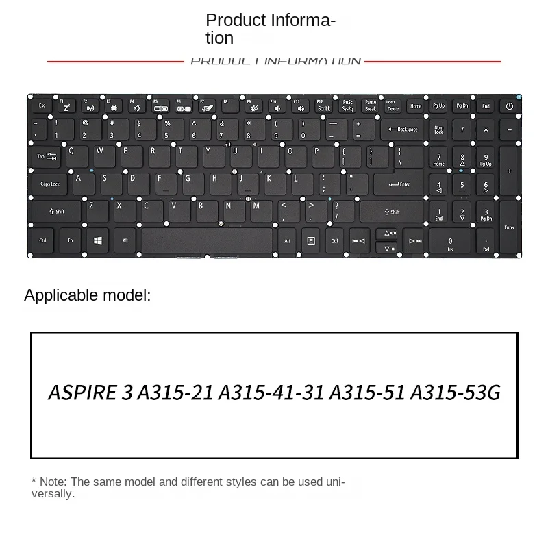 استبدال البدلة لشركة أيسر أسباير 3 A315-53 -512 N17C4 A615-51 A717-72g لوحة مفاتيح الكمبيوتر المحمول #2