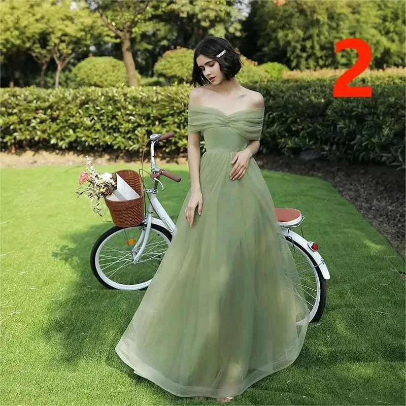 

ZPMN123 bridesmaid dress 2024 new summer long one-shoulder slim sisters group suspender long dress evening dress graduation