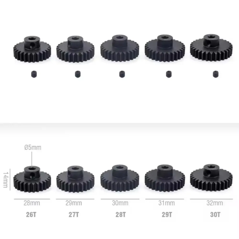 M1 5mm 11T 12T 14T 15T 17T 18T 20T 21T 22T 24T 25T 26T 28T 30T steel metal Pinion Motor Gear For 1/10 1/8 1/7 RC Model Car Motor