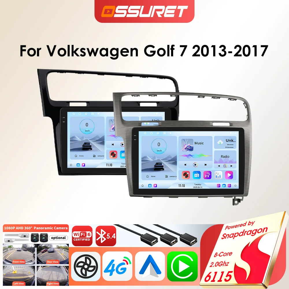 OSSURET Autoradio Android per Volkswagen VW Golf 7 2013-2017 Lettore multimediale per auto 8 Core Autoradio intelligente di Snapdragon 6115