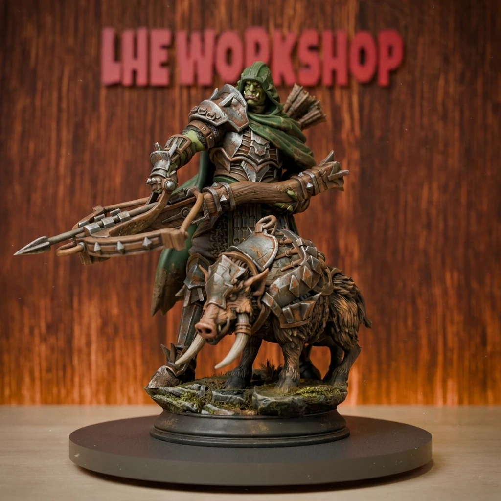 Orc Beastmaster  Miniatures | 28mm-75mm | Resin 3D Printed DND Pathfinder Mini | Unpainted Grey