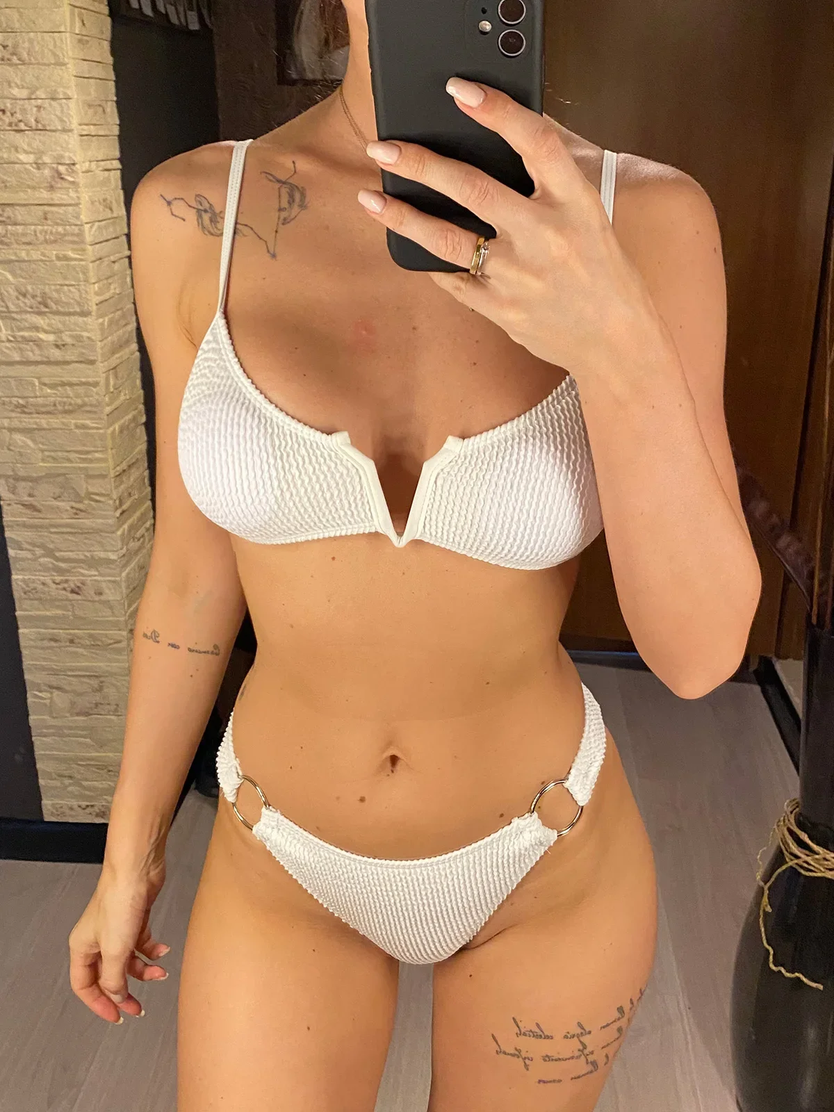 Sexy V Shaped Wrinkled Crinkled Bikini Female Swimsuit Women Swimwear Two-pieces Bikini set Bather Bathing Suit Swim Lady V3621