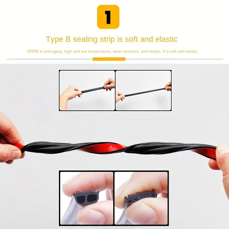 Car Door Seals Weatherstrips Waterproof Dustproof Rubber Sealing Strip Universal Auto Door Trunk Hood Protector