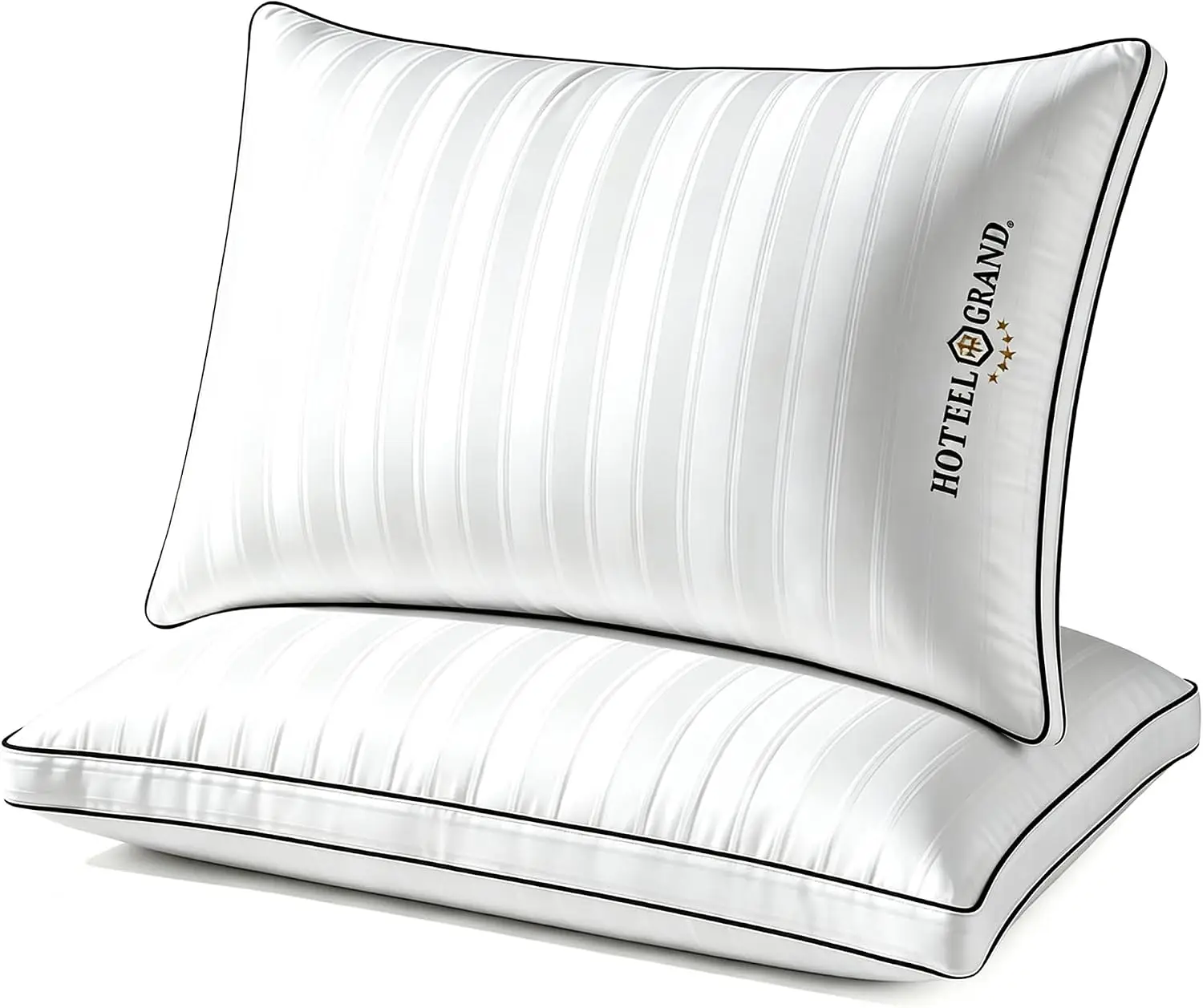 Hotel Grand Luxury Queen Pillows Set of 2 Down Alternative Gusseted Soft Queen Size Set of 2