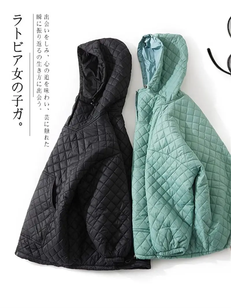 

2025 Winter Women's Solid Color Oversized Hooded Jacket - Lightweight Warm Cotton Coat, Loose Casual Outerwear Puffer Style G449