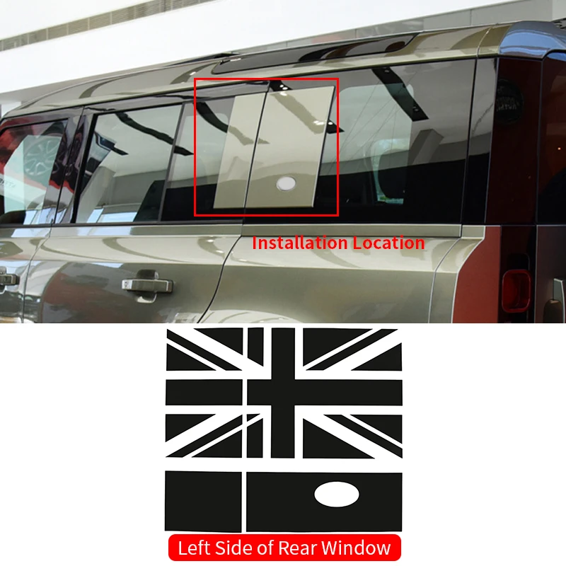 

For Land Rover Defender 110 2020-2021 Car Rear Door Exterior Side Window Pull Flower Film Stickers Decal Emblem Car Accessories