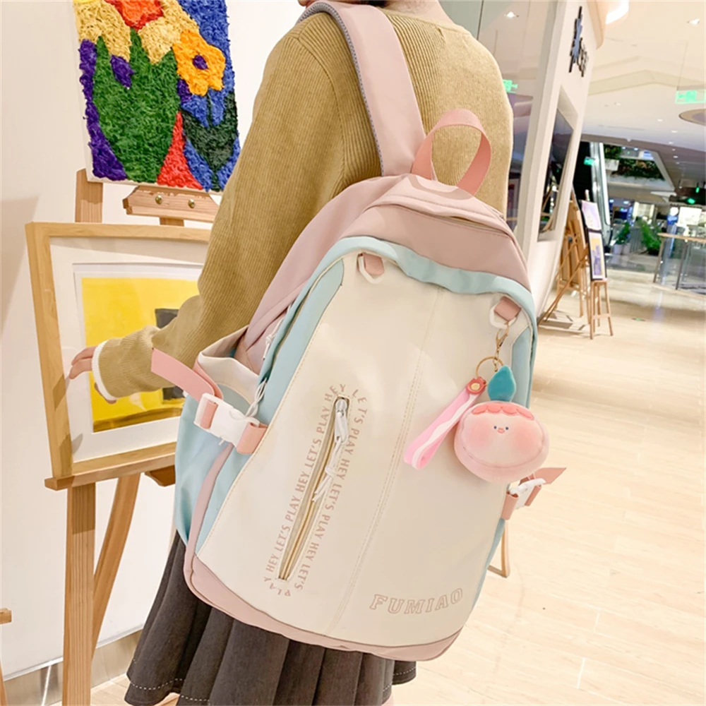 Panelled High Quality Nylon Ladies Backpacks Fashionable New Large-capacity Ladies Schoolbags and Teenagers Laptop Backpacks Sac