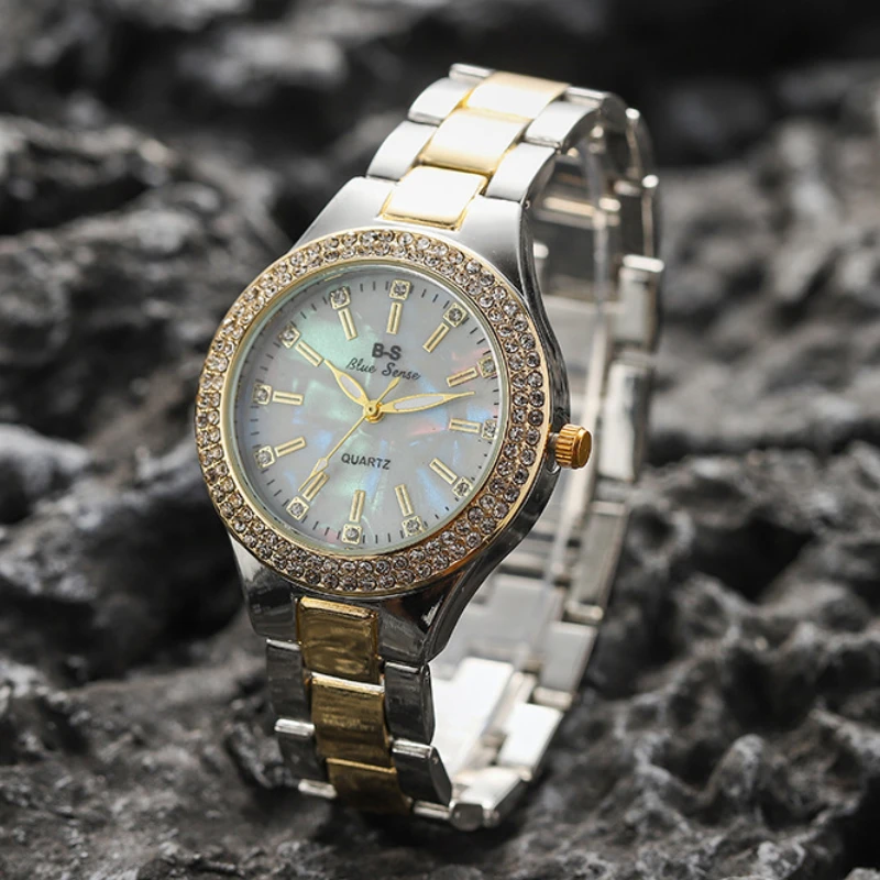 

Женские часы с круглым стальным браслетом, роскошные женские часы, подарок на день рождения, блестящие Кварцевые наручные часы, модные ювелирные изделия