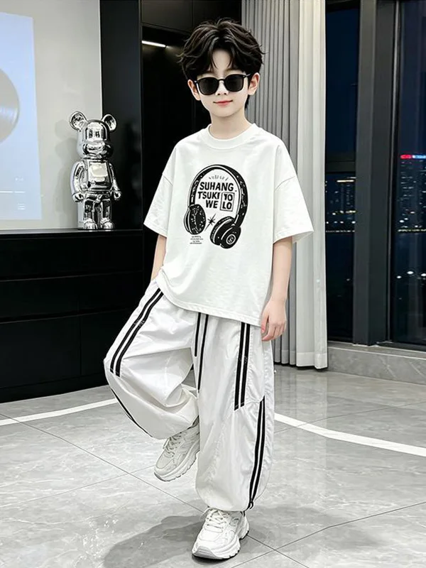 children's-sporty-loose-fit-short-sleeve-two-piece-set-summer-casual-wear-for-boys-ages-5-16-machine-washable-breathable