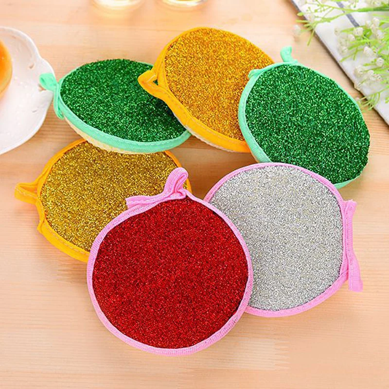 Kitchen Double Sided Scouring Pad Cleaning Nylon Sponge For Washing Dishes Kitchen Scourer Pan Brush Special Soft Kitchen Tool