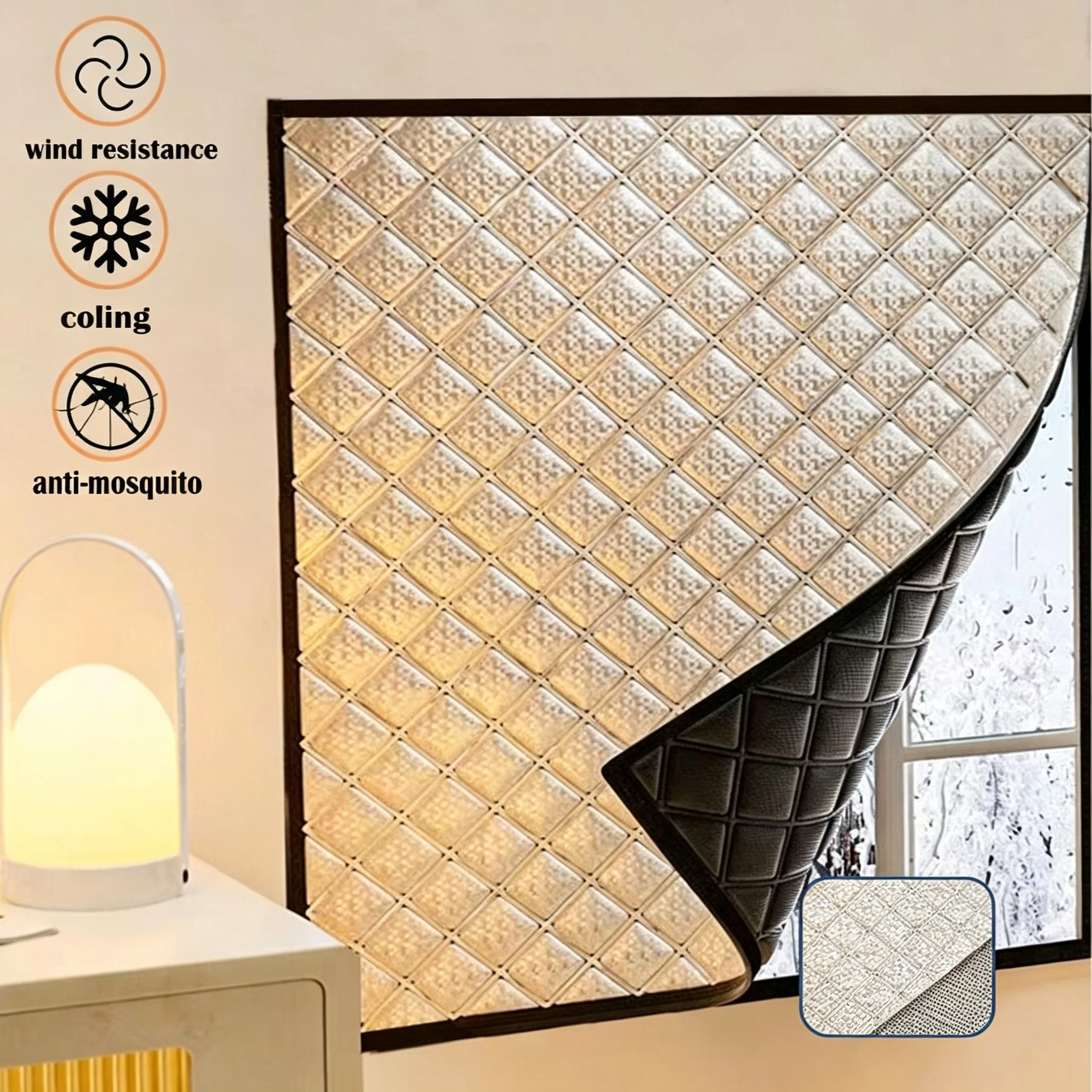 Bedroom Winter Windproof Thermal Curtain Cold Proof Insulation Film, Sealed Window Cover for Home Heat Retention