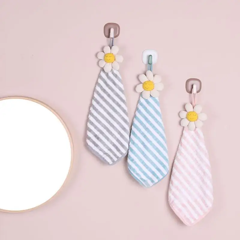 Hand Towel With Loop Flower Super Soft Hand Dry Towels Highly Absorbent Dish Cloth Plush Towel For Kitchen Bathroom