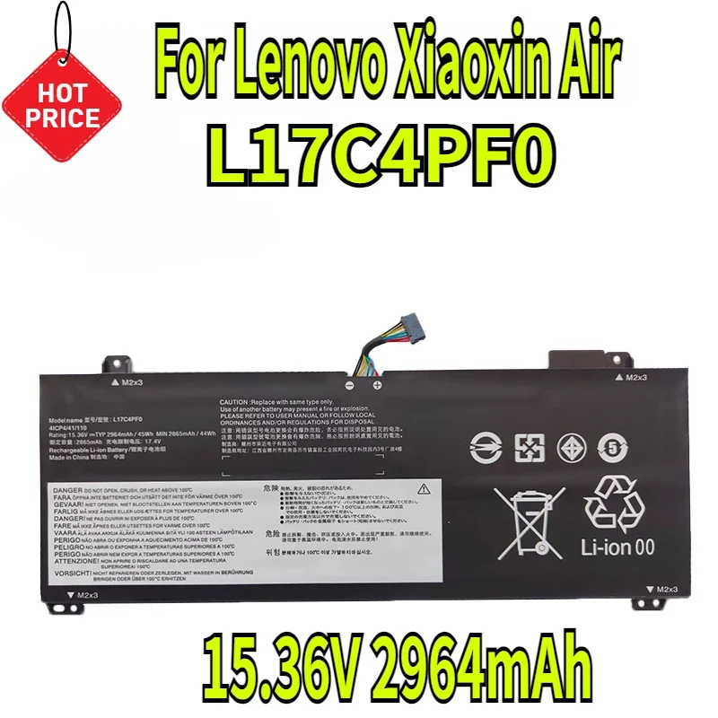 

15.36V 2964mAh L17C4PF0 45Wh Laptop Battery for Lenovo Xiaoxin Air 13 13IWL 13IML Ideapad S530-13IWL Series L17M4PF0 5B10R38649